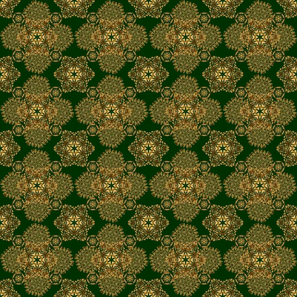 Grøn Guld Vintage Ornament Problemfri Mønster – Stock-vektor