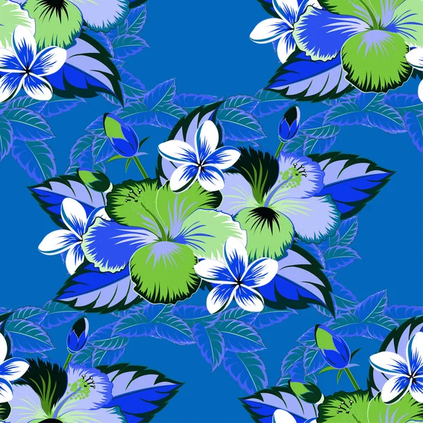 Patrón Para Moda Verano Interior Papel Tapiz Flores Exóticas Composición — Vector de stock