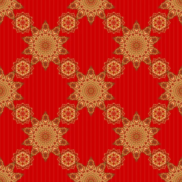 Altın eğimli vektör geometrik kusursuz desen. Senin tasarımın için, duvar kağıdı. Kırmızı bir zeminde altın rengi, kusursuz bir illüstrasyon. Geometrik arkaplan.