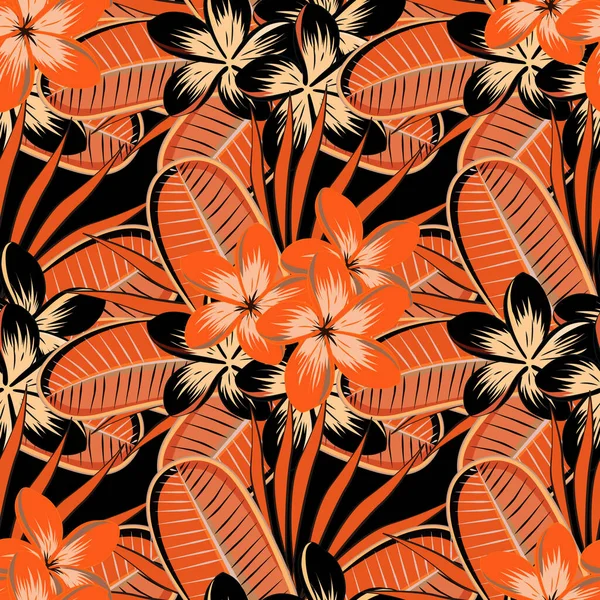 Piękny Wzór Dekoracji Projektowania Wykwintny Wzór Kwiatami Plumerii Stylu Vintage — Wektor stockowy