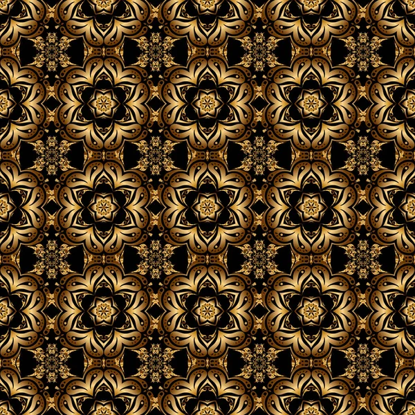 Süs tasarım şablonu. Düğün davetiyeleri, kartvizit, sertifika, logo şablonu için süs çiçekleri. Vektör çemberi altın ızgara ve siyah arkaplan üzerindeki elementler.