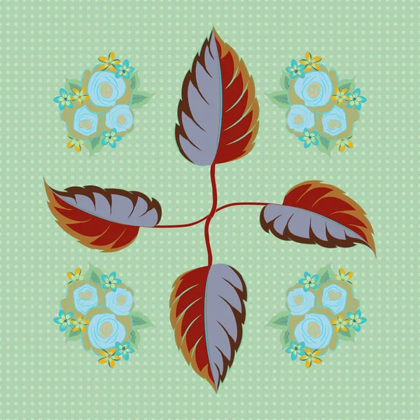 Stilisierte Rosen Nahtloses Muster Vektorillustration Schöne Rosenblüten Grünen Blauen Und — Stockvektor