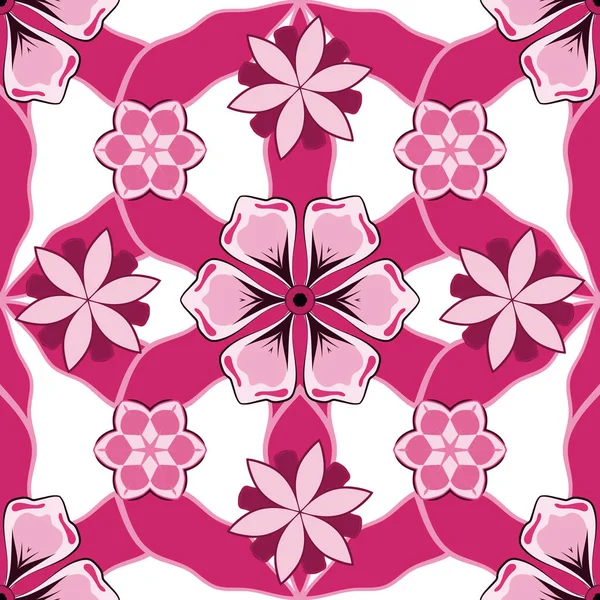 Traditionelles Klassisches Vektorornament Orientalisches Rosa Magenta Und Violett Nahtloses Muster — Stockvektor