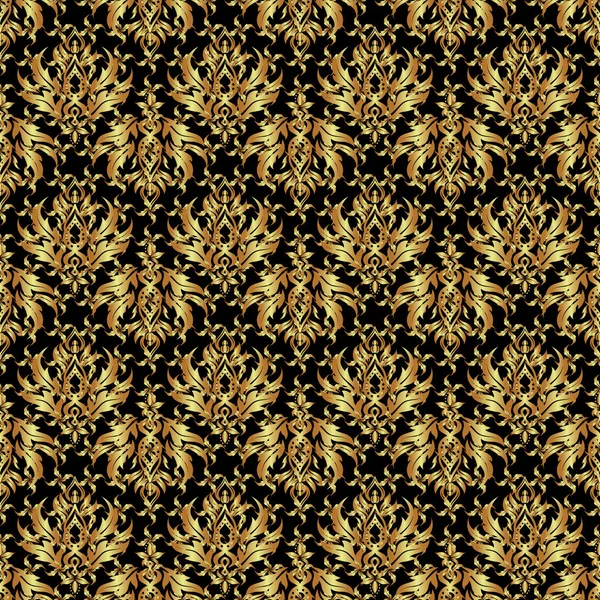 Seamless Pattern Golden Grid Black Background Vector Square Composition Golden — Stock Vector