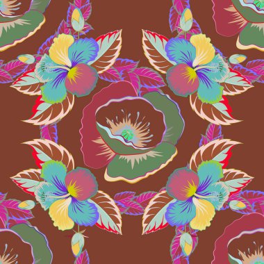 Renksiz çiçek vektör deseni 