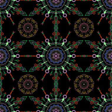 Kusursuz bir geçmişi var. Siyah arka planda pembe, nötr ve bej bir süs. Çiçeksiz desen. Duvar kâğıdı barok, İspanyol kumaşı.