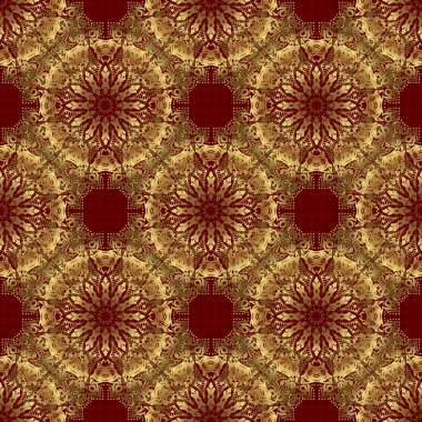 Vektör altın doku, altın çizgiler ve ızgaralar pürüzsüz desen, eğri metal, folyo arkaplan ve kırmızı arka planda 3 boyutlu görsel efektler.