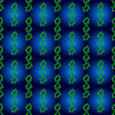 Kraliyet çiçeğiyle modern çiçek deseni. Renkli yön deseni yeşil, mavi ve siyah renklerde. Kusursuz çiçek süsü..