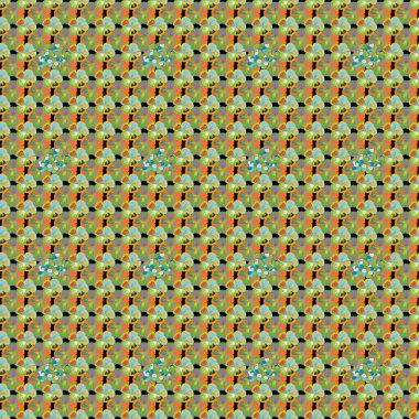 Yumuşak suluboya kozmos çiçeği deseni. Yeşil, turuncu ve sarı renklerde kusursuz desen. Vektör illüstrasyonu.