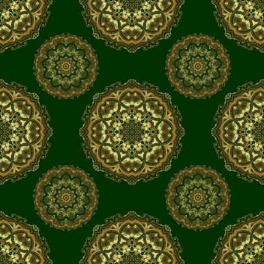 Tasarım için vektör açgözlülük ve vignette. Altın çiçekli, pürüzsüz desen. Davetiyeler için dekorasyon, tebrik kartları, teşekkür mesajı. Yeşil zeminde Victoria tarzı elementler.