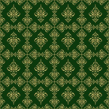 Duvar kağıdı, pankart, ambalaj, düğün kartı olarak kullanılabilir. Müslüman, Doğu süsü, Hint süsü, İran motifi. Yeşil arka planda soyut altın çember süsü. İslami doğuya özgü pürüzsüz desen