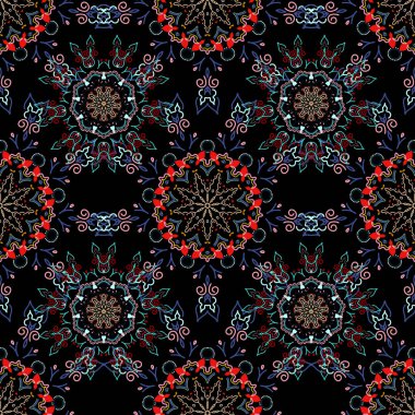 Kusursuz bir geçmişi var. Siyah arka planda sarı ve kırmızı süs. Çiçeksiz desen. Duvar kâğıdı barok, İspanyol kumaşı.