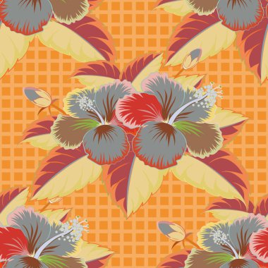 Doğal sarı, turuncu ve bej amfibik desenli. Duvar kağıdı, web sitesi arka planı ve ambalaj kağıdı için kusursuz çiçek deseni kullanılabilir. Vektör çiçek konsepti. Yaz tasarımı.