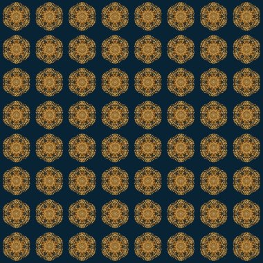 Tibet yogası için soyut sanat çiçekli desen. Bohem dekoratif unsur, Hint kınası tasarımı, vektör retro çember süsü. Mandala altını, mavi arka planda bir madalyonun kabile eskizi.