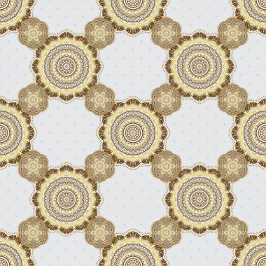 Gri arka planda klasik klasik bir süs. Kusursuz klasik vektör altın deseni. Geleneksel oryantasyon süsü.