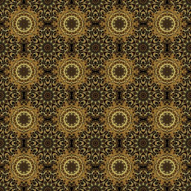 Davetiyeler için süs, doğum günü, tebrik kartları, web sayfaları. Siyah üzerine lüks duvar kağıdı. Tasarım için altın desen süsleyin. Doğu tarzında pürüzsüz bir kumaş. Çiçeksel oryantal dekor.