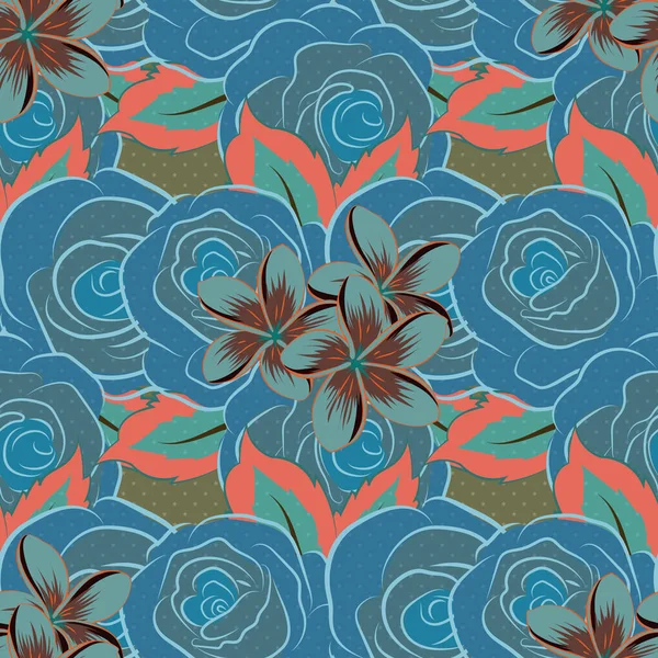 Fondo Floral Con Rosas Estilizadas Modelo Vectorial Dibujado Mano Sin — Vector de stock