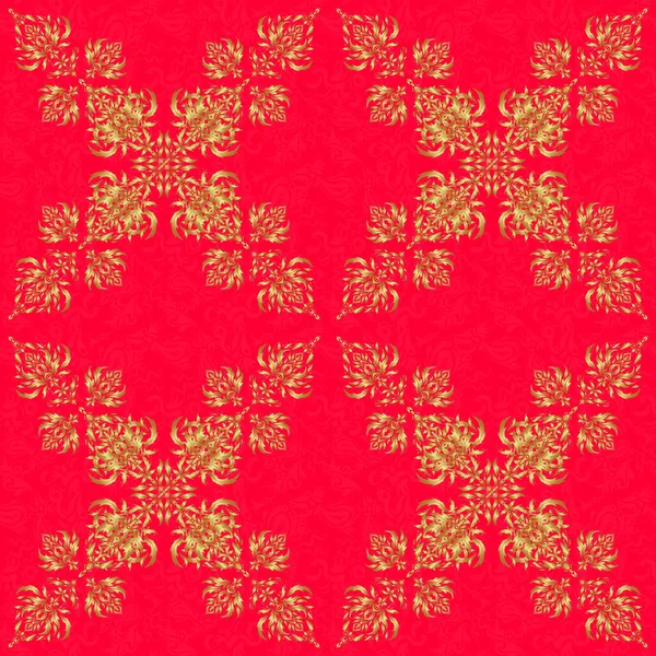 Modèle Traditionnel Vectoriel Doré Motif Rouge Doré Décoration Orientale Style — Image vectorielle