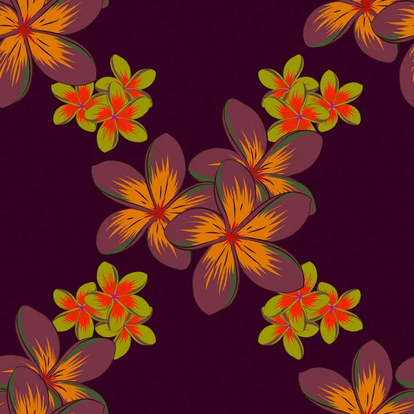 Ilustración Vectores Papel Primaveral Con Flores Abstractas Plumeria Color Naranja — Vector de stock