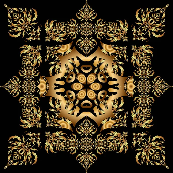 Vector gold star pattern, star decorations, golden grid on a black background. Luxury gold pattern with stars.