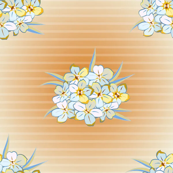 Naadloos Bloemenpatroon Gele Beige Grijze Kleuren Vector Primula Bloemen Naadloos — Stockvector