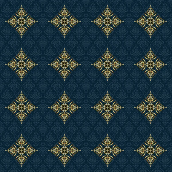 Yaratıcılığın için altın elementlerle birlikte vektör mavisi arka plan. Kusursuz üçgen pullu lüks altın desenli..