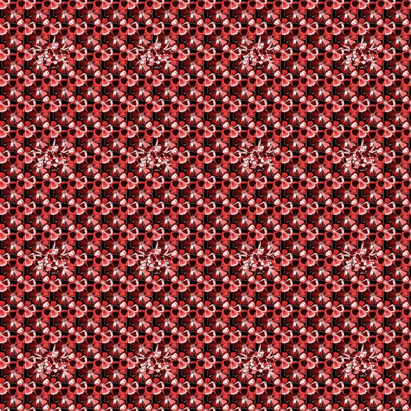 Květinové Pozadí Bezešvé Vektorové Vzor Růžové Červené Barvy Roztomilými Kosmu — Stockový vektor