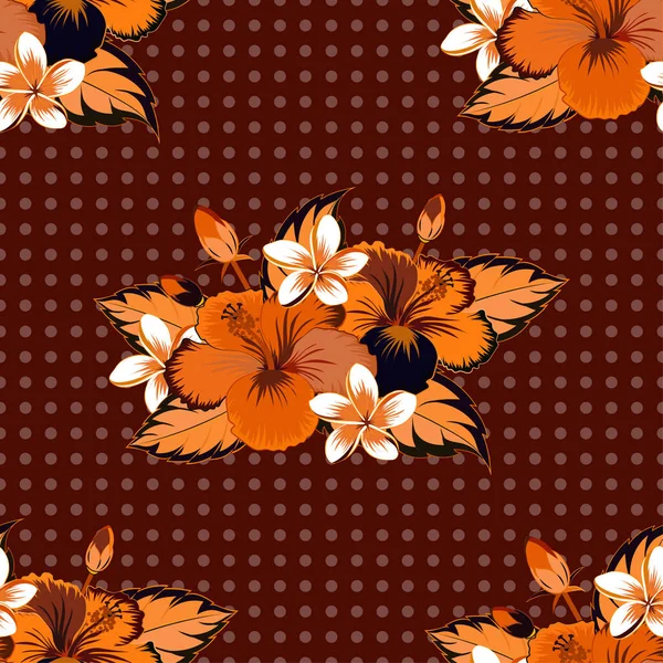 Aquarelle Effet Peinture Illustration Vectorielle Des Fleurs Hibiscus Beige Orange — Image vectorielle