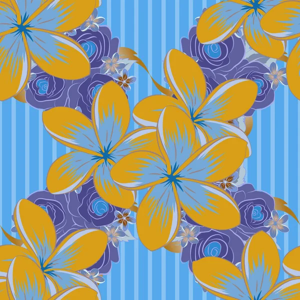 Modelo Floral Sin Costuras Con Flores Plumeria Estilizadas Colores Violeta — Archivo Imágenes Vectoriales