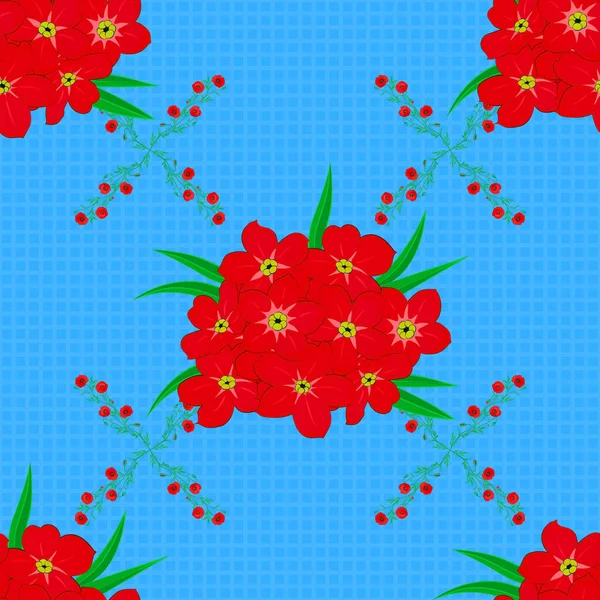 Illustration Vectorielle Motif Floral Uni Sur Fond Bleu Avec Des — Image vectorielle