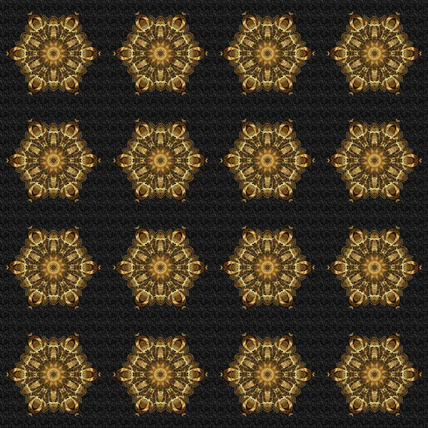 Modelo Vectorial Decorativo Vectorial Mandala Étnico Sin Cortapisas Fondos Negros — Archivo Imágenes Vectoriales