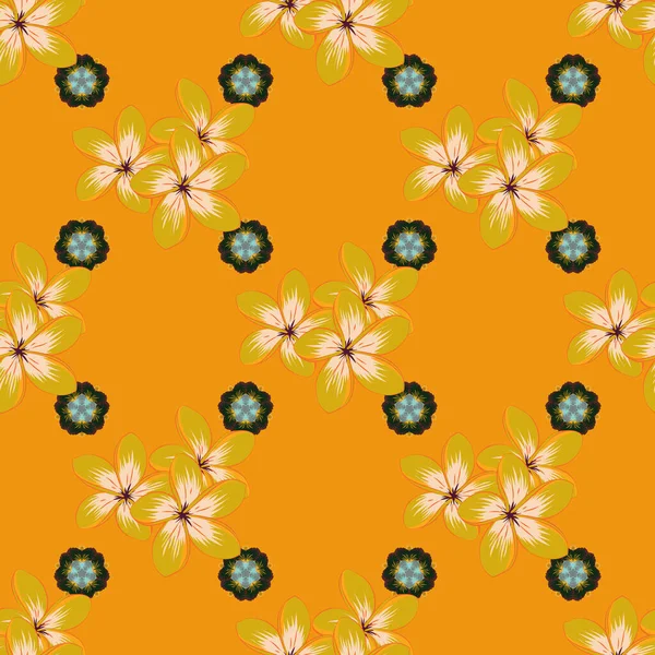 Motif Floral Ethnique Sans Couture Dans Les Couleurs Vertes Jaunes — Image vectorielle