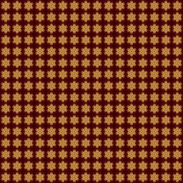 Kırmızı arka planda altın mandala logosu. Birçok taç yaprağı çiçekli kutsal geometrik vektör sembolü.