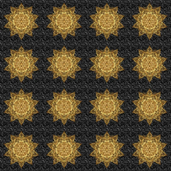 Estrella Oro Pintada Mano Con Elegante Elemento Aislado Fondo Negro — Vector de stock