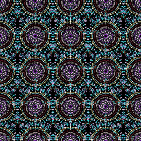 Damask Seamless Floral Background Pattern Blue Violet Colors Vector Illustration — Stock Vector