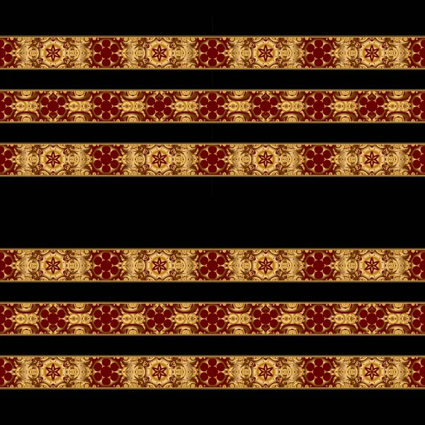 Набор Винтажного Золота Векторный Квадрат Золотом Красном Цветах Черном Фоне — стоковый вектор