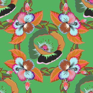 Renksiz çiçek vektör deseni çizimi