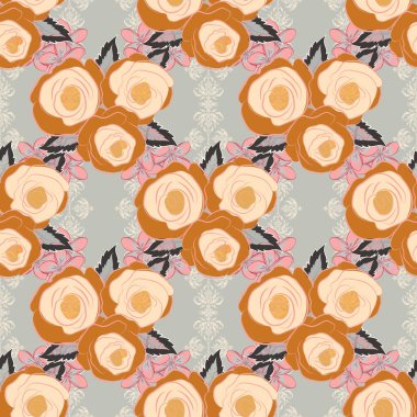 Renksiz çiçek vektör deseni çizimi