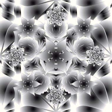 Renksiz çiçek vektör deseni 