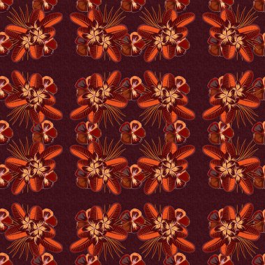 Renksiz çiçek vektör deseni çizimi