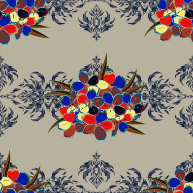 Renksiz çiçek vektör deseni 