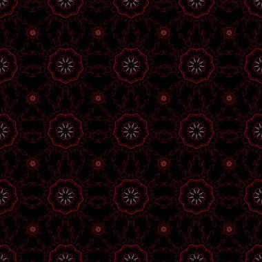 Kırmızı ve gri desenli şal desenli duvar kağıdı. Vektör çizimi. Kusursuz arkaplan, grunge biçimi.