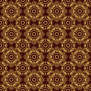 Vektör altın doku, altın çizgiler ve ızgaralar pürüzsüz desen, eğri metal, folyo arkaplan kahverengi arka planda 3 boyutlu görsel efektler.