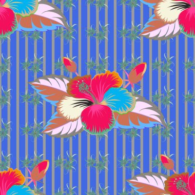 Küçük basit çiçeklerin çok renkli süslemesi, tasarım ve tekstil için soyut, dikişsiz bir şekil vektörü.