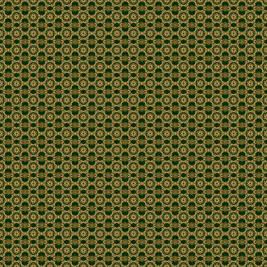 Geleneksel Tayland altın arka planı ve ızgaralı dokusu. Baskı, kumaş ya da tekstil için altın desenli Tayland ipeği tasarımı. Tayland hattı, yeşil bir zeminde altın desenli..