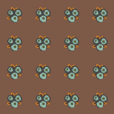 Suluboya İngiliz gülleri pürüzsüz desen. Yeşil, mavi ve kahverengi renkli gül çiçekleriyle suluboya boya. Vektör illüstrasyonu.