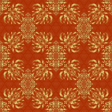 Yaratıcılığın için altın elementlerle kahverengi vektör arkaplan. Kusursuz üçgen pullu lüks altın desenli..