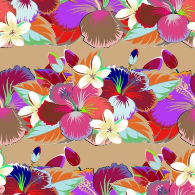 Güzel vektör dokusu. Kahverengi arka planda sevimli amber çiçekleri olan kusursuz bir desen. Bahar mahsulü çiçek arkaplanı.