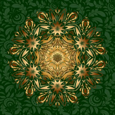 Yeşile altın. Vektör gradyan premium logotype. İzole edilmiş mandala logosu. Biyoloji, çevre şirketi, yoga ya da kaplıca salonu için iş kimliği kavramı.