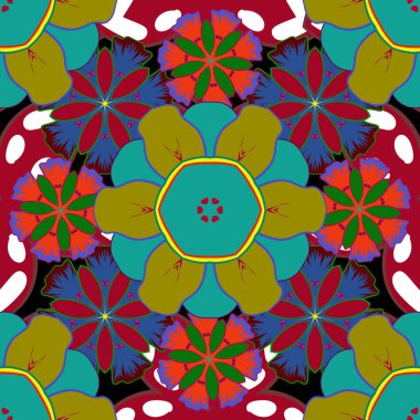 Geometrik tekrarlayan, altıgen şekilli, kırmızı, mavi ve yeşil gradyan. Vektör illüstrasyonu.